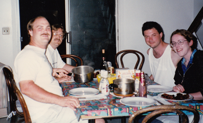 Dinner at the cottage: Craig, Steve, Kevin, and Aisling Dinner at the cottage: Craig, Steve, Kevin, and Aisling