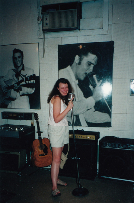 Steph posing with Elvis' microphone at Sun Studios (see Elvis pictured with same mic in the background) Steph posing with Elvis' microphone at Sun Studios (see Elvis pictured with same mic in the background)