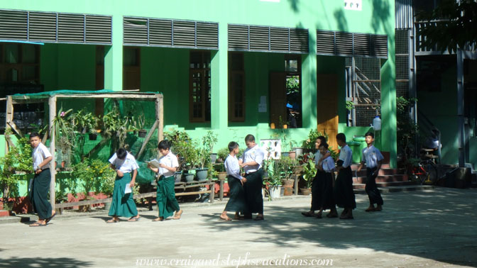 Walking by a school in Hledan