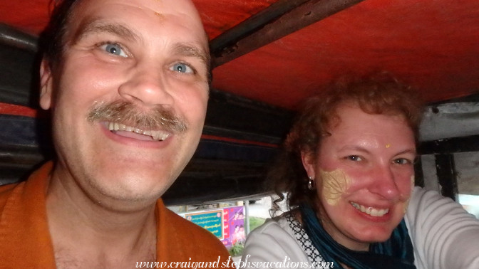 Riding up Mandalay Hill in the back of a pickup truck Riding up Mandalay Hill in the back of a pickup truck