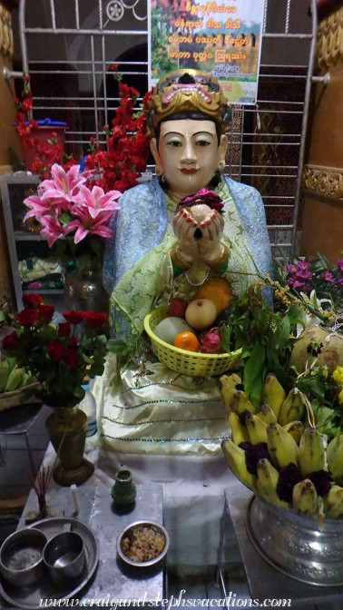 Ogress Sanda Muhki offers her breasts to the Buddha, and she is reincarnated as King Mindon, founder of Mandalay Ogress Sanda Muhki offers her breasts to the Buddha, and she is reincarnated as King Mindon, founder of Mandalay