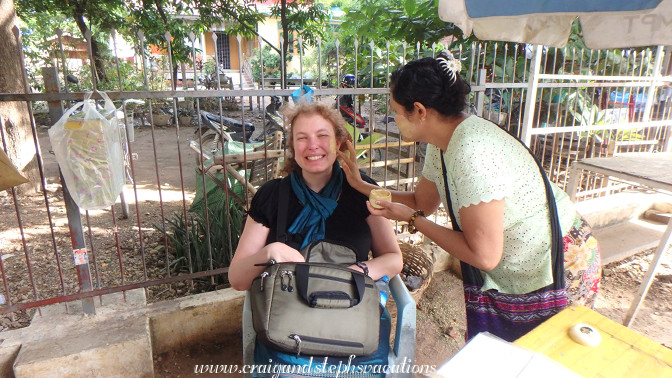 Steph gets thanaka applied