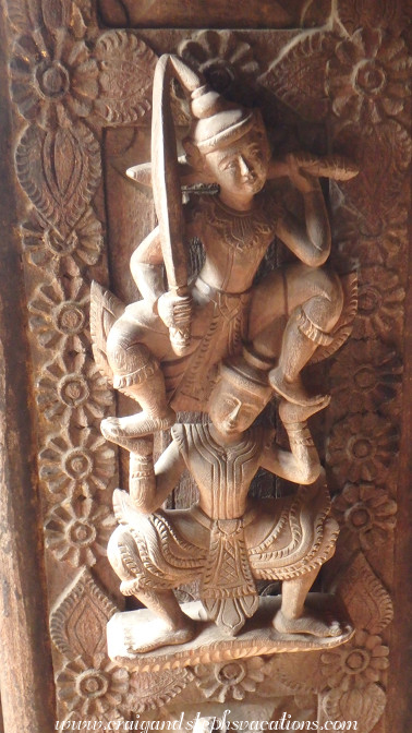 Carved teak of Shwenandaw Kyuang