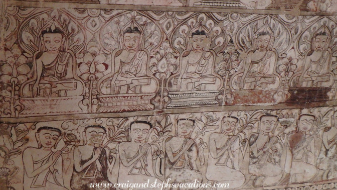 18th century frescoes in a cave at Phowin Taung