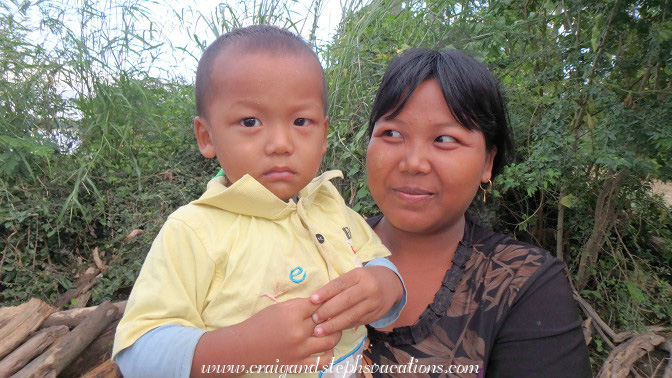 Mother and baby welcome us to Chai Village
