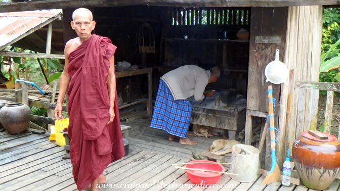 Lighting a fire at Kann Monastery while a dog sleeps underneath, enjoying the heat
