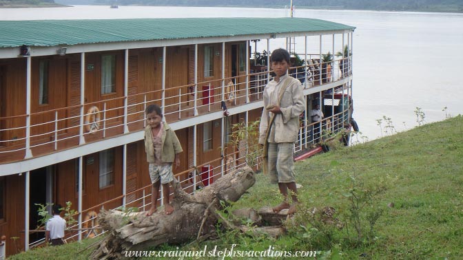 Two young boys greet us in Sittaung