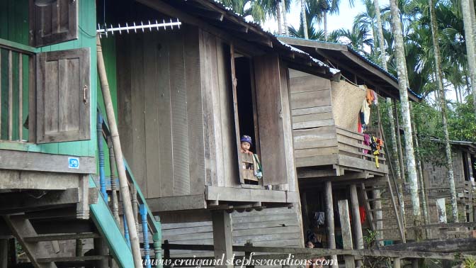 Toddler peeks out at us