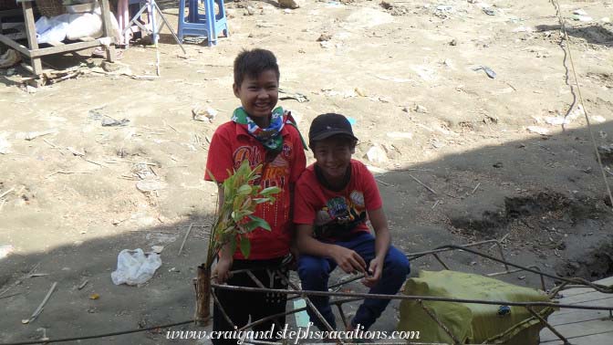 Local boys greet our boat 