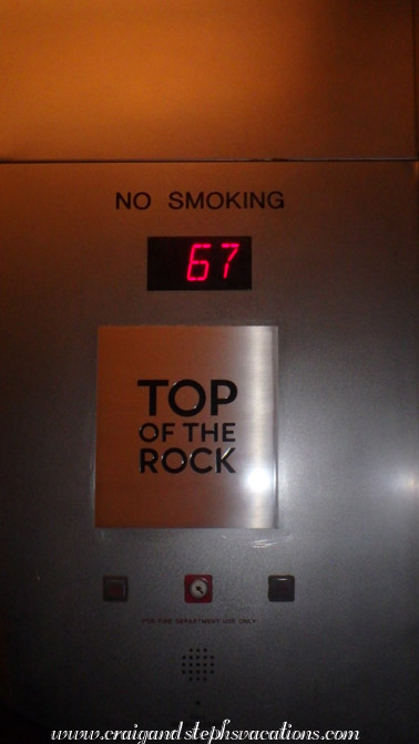 Top of the Rock: Arriving at 67th floor observation deck Top of the Rock: Arriving at 67th floor observation deck