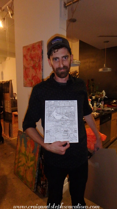 Jonathan Wolf and his nursing school notes artwork Jonathan Wolf and his nursing school notes artwork