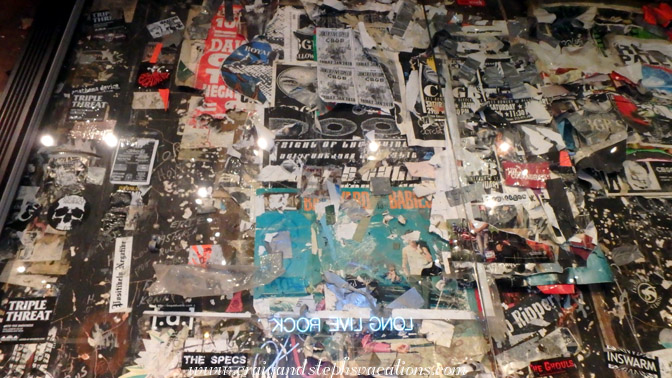 Preserved CBGB playbills, stickers, and graffiti Preserved CBGB playbills, stickers, and graffiti