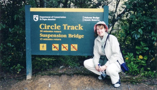 Steph at the start of the Pelorus Bridge Circle Track Steph at the start of the Pelorus Bridge Circle Track