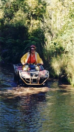 Steph on the quad bike