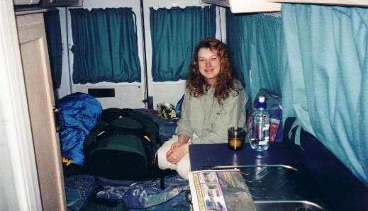 Inside the camper van