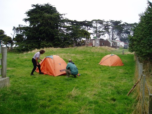 Stan and Craig putting up the tent Stan and Craig putting up the tent