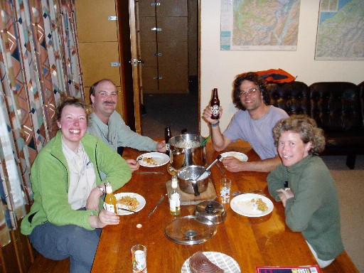Steph, Craig, Stan, and Gabi: Chicken satay at Wyn Irwin Hut Steph, Craig, Stan, and Gabi: Chicken satay at Wyn Irwin Hut