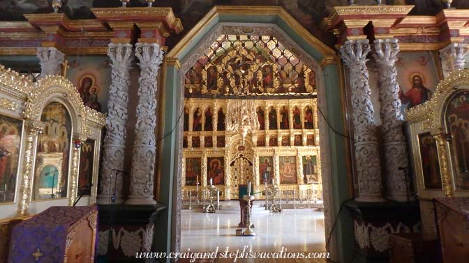 Restored interior of the Refectory Church, Holy Trinity Lavra of St. Sergius