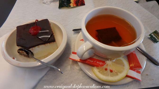 Tea and dessert on the train Tea and dessert on the train