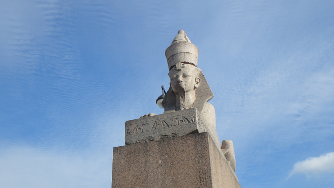 3,500 year old Egyptian sphinx at University Embankment on the Neva River 3,500 year old Egyptian sphinx at University Embankment on the Neva River