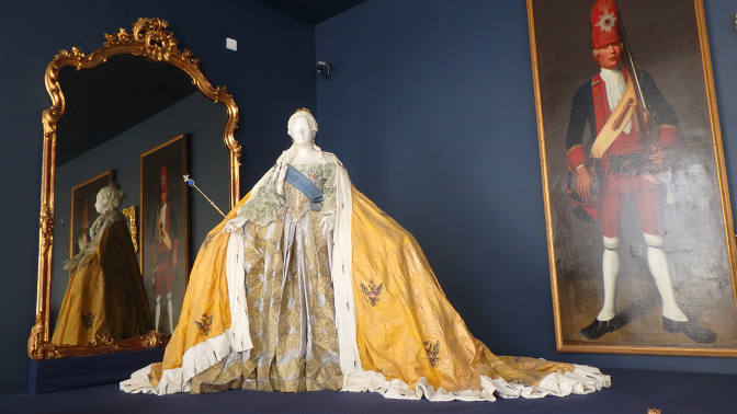 Papier mache sculpture of one of Elizabeth I's ball gowns