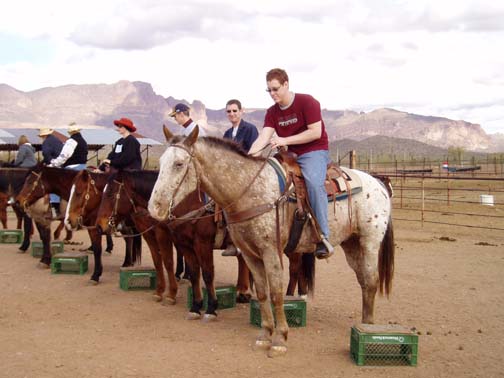 Mounting the horses, D-Spur Ranch, Apache Junction Mounting the horses, D-Spur Ranch, Apache Junction