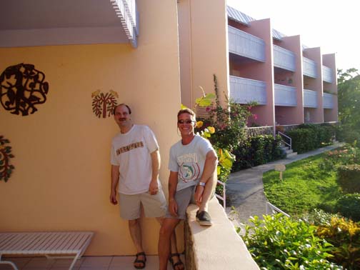 Craig and Marty on the patio of room 312, Secret Harbour