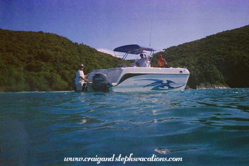 Our boat from the water, Sandy Bay