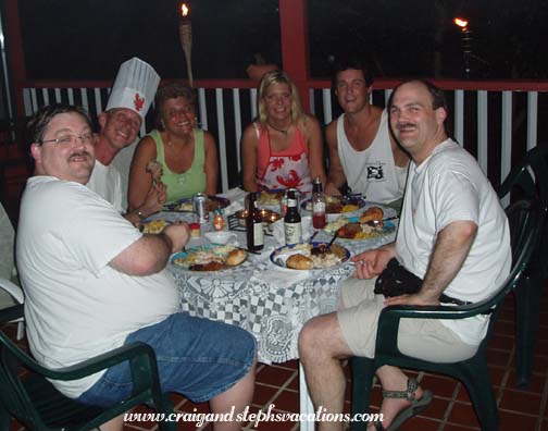 Steve, Marty, Ann, carly, Sean, and Craig at the Dinner Table