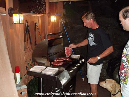 Marty Grilling Up Steaks While Craig and Freddy Look On