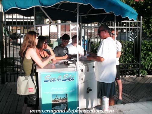 Filling out boat paperwork Filling out boat paperwork