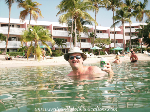 Enjoying a beer while swimming at Secret Harbour