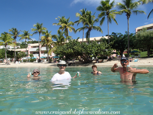 Steve, Craig, Mom, and Marty swimming at Secret Harbour