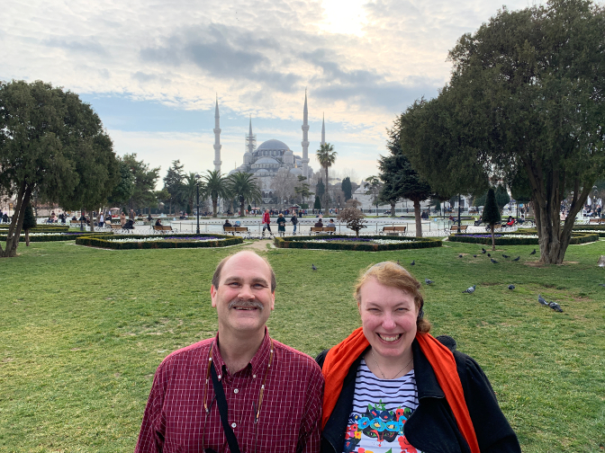 Craig and Steph in front of the Blue Mosque
