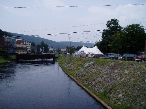 Saturday's venue near the canal and the train tracks Saturday's venue near the canal and the train tracks